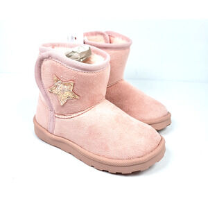 Jumping Beans Munchie Toddler Girls Sz 10 Pink Pull On Faux Fur Warm Winter Boot